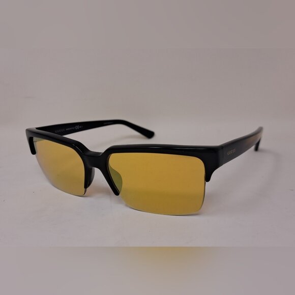 Gucci Men's Sunglasses Half Rim Wayfarer Yellow Gold Mirror GG3710/S 54-16-140 - Picture 13 of 16